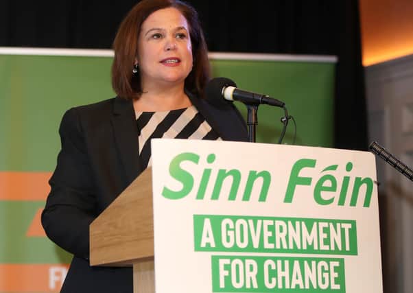 Mary Lou McDonald TD. Her party still pursues the total negation of Northern Ireland