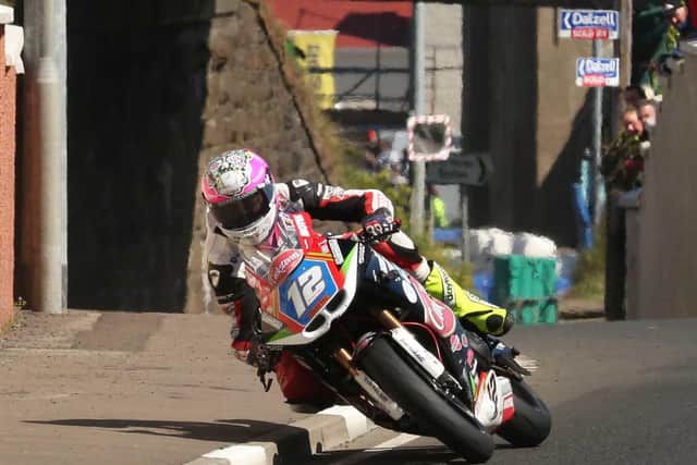 Malachi Mitchell-Thomas crashed on the run from Dhu Varren to Black Hill in Portrush in the Supertwin race at the 2016 North West 200.
