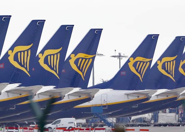 File photo dated 05/04/20 of Ryanair jets parked up on the runway of Dublin airport