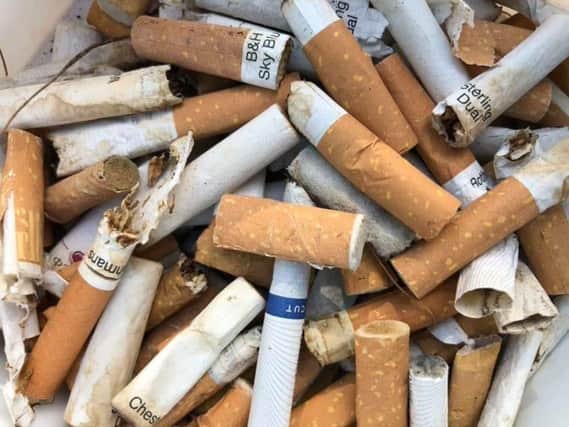Cigarette butts were found in 60% of the land areas surveyed