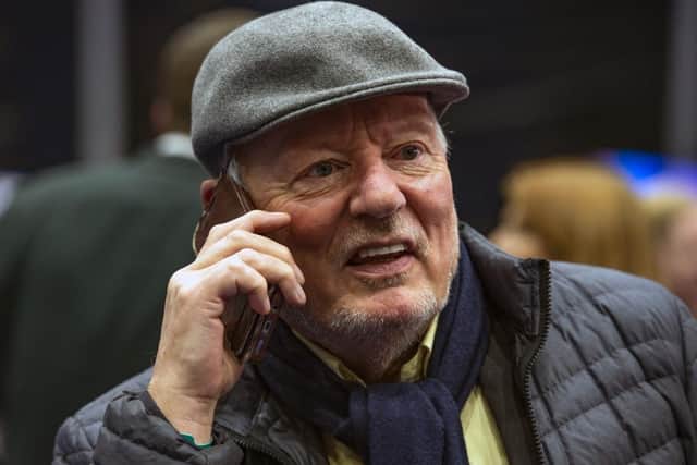 Jeffrey Dudgeon, the former Belfast City councillor for the Ulster Unionist Party, historian, author and gay rights activist, at the Belfast general election counts in December 2019. Image courtesy of Bobby Hanvey