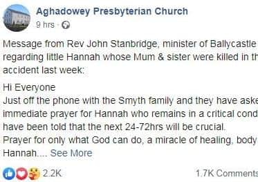 Prayer appeal for little Hannah Smyth
