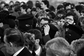 Gerry Adams at the funeral of two IRA men in 1984