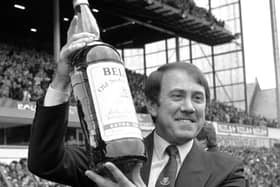 Everton manager Howard Kendall with his Bells Manager of the Year Award at Goodison Park