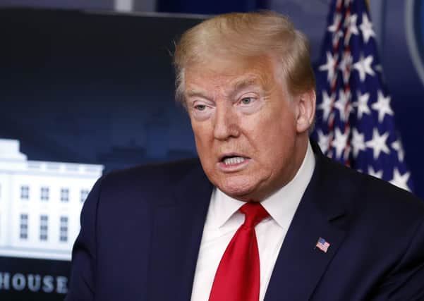 President Donald Trump speaks with reporters about the coronavirus in the James Brady Briefing Room of the White House on Friday May 22, 2020 (AP Photo/Alex Brandon)