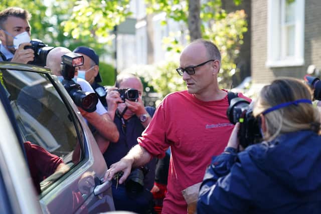 Prime Minister Boris Johnson's senior aide Dominic Cummings leaves his north London home on Monday, amid mounting public anger at allegations he breached lockdown restrictions. Photo: Aaron Chown/PA Wire