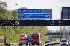 Vehicles travelling on the M1 motorway in Belfast, after the introduction of measures to bring the country out of lockdown. (Photo: PA Wire)