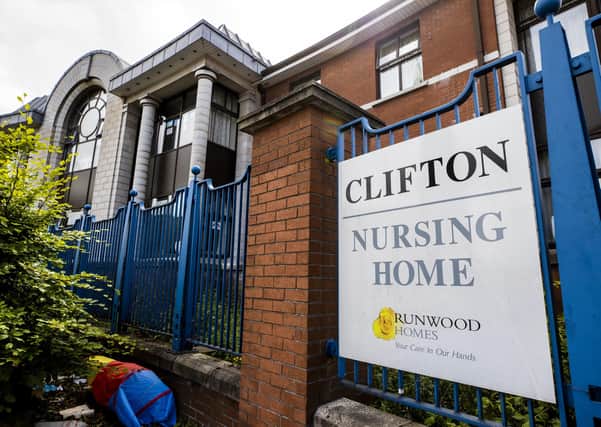 Clifton Nursing Home in north Belfast, which is operated by Runwood Homes. Discussions with a potential new care provider at the crisis-hit Belfast home are ongoing, the health trust said. PA Photo. Picture date: Tuesday May 26, 2020. Frail and elderly residents are being relocated over "ongoing concerns" relating partly to management of a Covid-19 outbreak. See PA story HEALTH Coronavirus Ulster Home. Photo credit should read: Liam McBurney/PA Wire