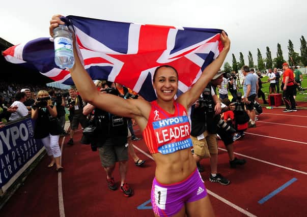 Great Britain's Jessica Ennis celebrates her victory in the Heptathlon during the 2012 Hypo-Meeting at the Mosle Stadium, Gotzis, Austria.