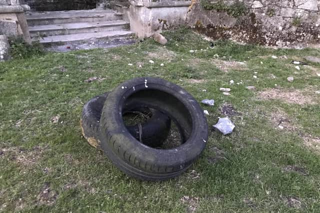 A number of tyres have been dumped at the Deerpark Road site.