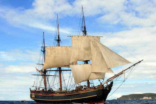 HMS Bounty in Rathlin Sound in August 2007 on her way to Maryport from Londonderry. Picture: JPI Media NI