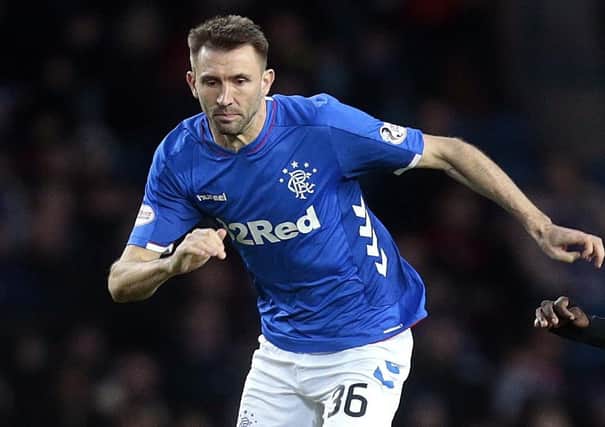 Gareth McAuley on duty for Rangers in 2018. Pic by PA.