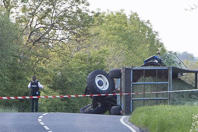 01/06/20 McAuley Multimedia.. Police at the scene of an accident involving a tractor on the Drones Road near Armoy,