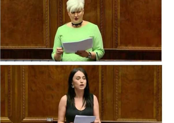 DUP MLA Joanne Bunting, above, and Sinn Fein MLA Emma Sheerin during the debate