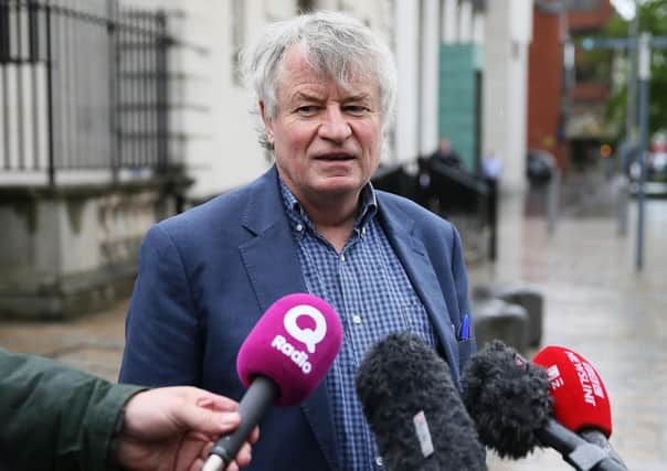 Les Allamby, chief Commissioner of the Northern Ireland Human Rights Commission (seen above in 2019 outside a Belfast court, in support of a legal bid to liberalise abortion law)