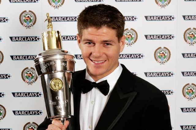 Liverpool's Steven Gerrard with the PFA Player of the Year Award