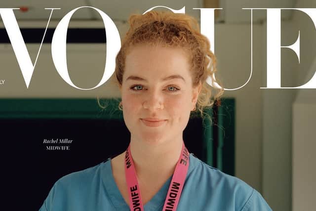 Rachel Millar on the front cover of July's issue of British Vogue. Photography credit: Jamie Hawkesworth