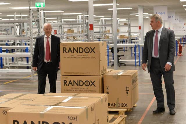 Randox Managing Director Dr Peter FitzGerald and Secretary of State Brandon Lewis MP