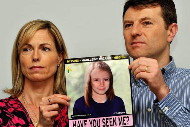 The parents of Madeline McCann, Kate and Gerry McCann, hold an image of how police think the missing girl might have looked a few years after she disappeared. (Photo: PA Wire)
