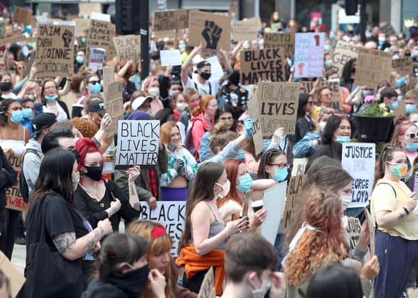 3/6/2020: The rally in Belfast city centre today in protest about the police killing of George Floyd in Minneapolis, USA