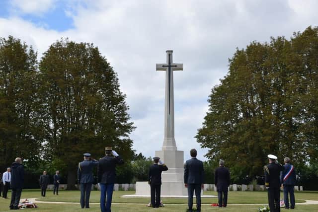 A “small, but poignant” memorial ceremony took place at the Bayeux Cemetery in Normandy, France. PA Photo.