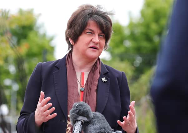 Press Eye - Belfast Northern Ireland  - 13th May 2020

First Minister Arlene Foster pictured after a visit to Pond Park Primary school in Lisburn.

Photo by Kelvin Boyes / Press Eye.