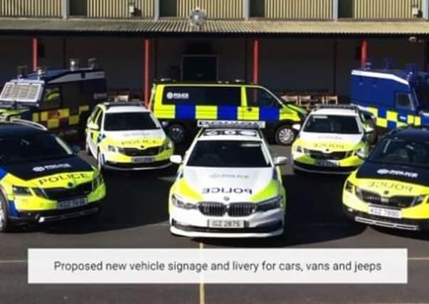 The rebranding of the PSNI includes changes to the livery of police vehicles. PSNI Twitter image