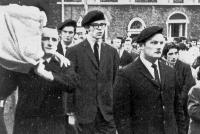 Gerry Adams (centre) in Belfast, at a republican funeral early in the Troubles. Photo: PA Wire