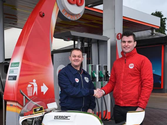 Phillip McCallen with GO's Declan Mullan when the 2020 Classic Bike Festival Ireland was launched in January. The two-day August event has been cancelled due to the Covid-19 outbreak.