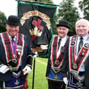 Sons of Joseph  RBP 306 Sir Knights (l-r) DM  Thomas McGregor-Collins, WM Ronnie McKnight, PM Norman McGregor- Collins  at the Royal Black Institution 'Last Saturday'  demonstration in Lisburn.Picture by Brian Little