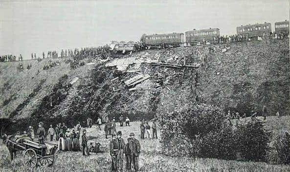 Edited photo of the train crash in The Illustrated London News