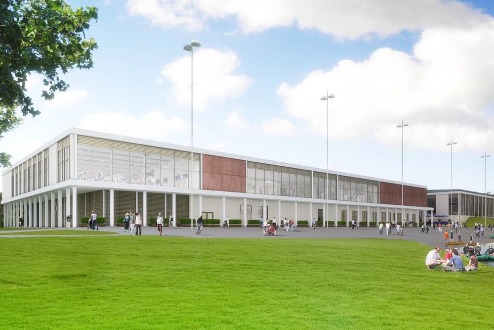 A perspective of the new South Lake Leisure Centre in Craigavon.