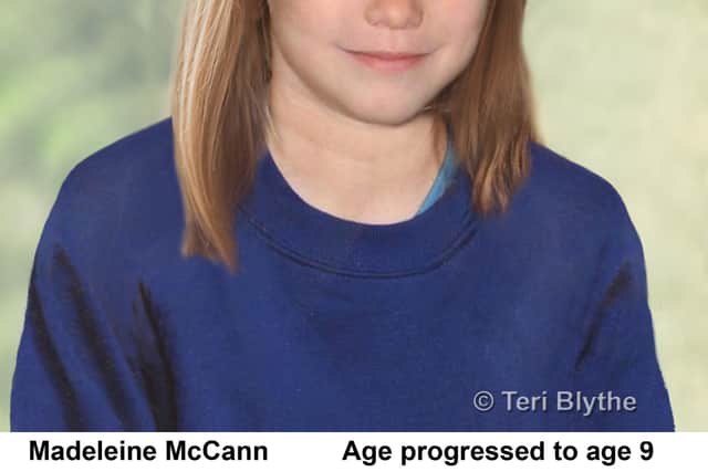 PLEASE NOTE: The copyright to Teri Blythe MUST be included. Metropolitan Police undated handout file photo of an age progression image released in 2012 of the missing child, Madeleine McCann. A German prisoner has been identified as a suspect in the disappearance of Madeleine, detectives have revealed. The Metropolitan Police have not named the man, 43, who is described as white with short blond hair, possibly fair, and about 6ft tall with a slim build.
