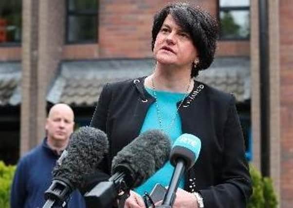 First Minister Arlene Foster during a visit to the Dungannon area on Friday.