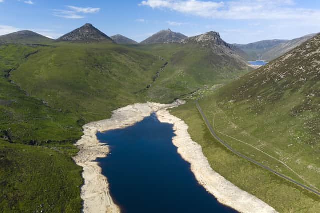 The Silent Valley Reservoir, County Down. Following a prolonged period of dry weather water levels have dropped to around 66%. It hasn't been that low since 1995. Picture: Michael Cooper