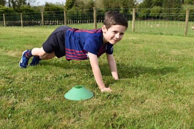 Pictured is Harvey Graydon from Fivemiletown practising for the Healthy Kidz Virtual Sports Day
