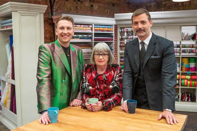 Joe Lycett, Esme Young and Patrick Grant get set for the Final