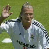 David Beckham waves to the Real Madrid fans