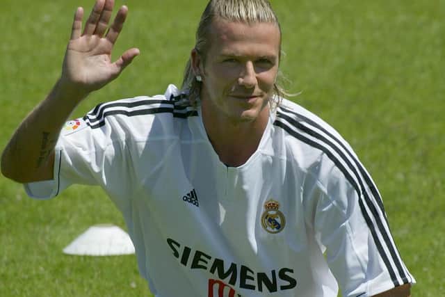 David Beckham waves to the Real Madrid fans