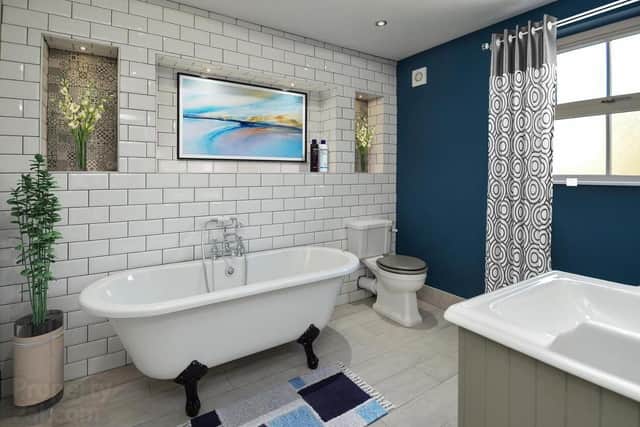 Large family bathroom with a linen cupboard*NB Images used for illustration purposes only