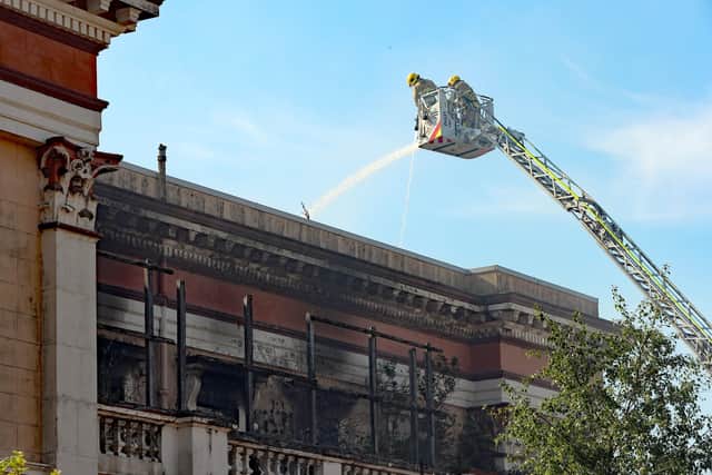 Firefighters tackle a blaze at Crumlin Road courthouse
