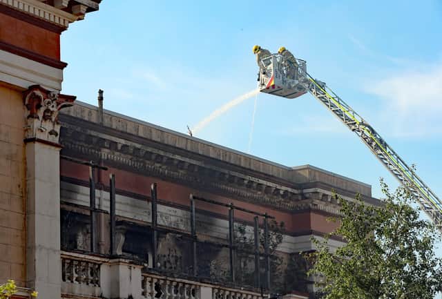 Firefighters tackle a blaze at Crumlin Road courthouse