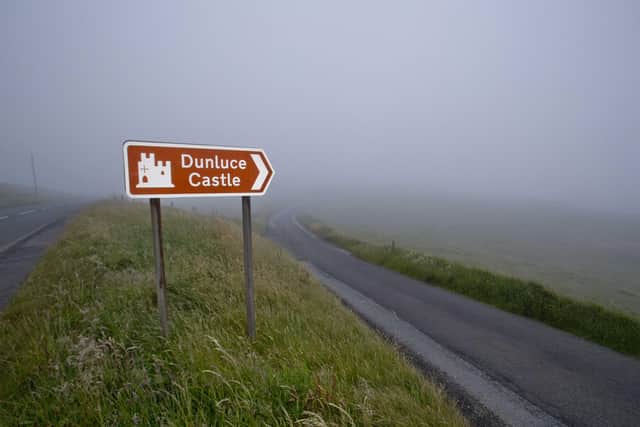 Fog falls on Dunluce castle, Portrush near where a teenage boy lost his life during a coastal accident on cliffs on Tuesday evening.Pic Steven McAuley/McAuley Multimedia