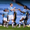 Manchester Citys Kevin De Bruyne celebrates scoring his sides second goal of the game
