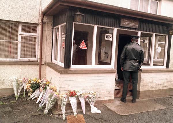 The scene at The Heights bar in Loughinisland the morning after the UVF murder of six Catholic men on the premises in June 1994