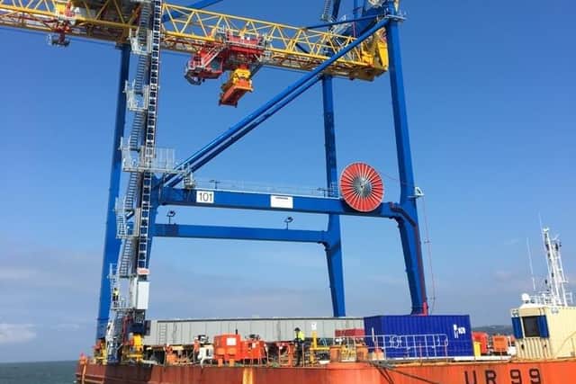 The new £6.6m ship-to-shore container handling crane