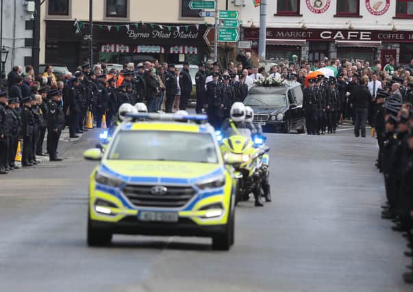 Colm Horkan’s funeral cortege makes its way through Charlestown