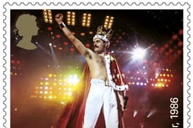 Freddie Mercury on one of the special stamps