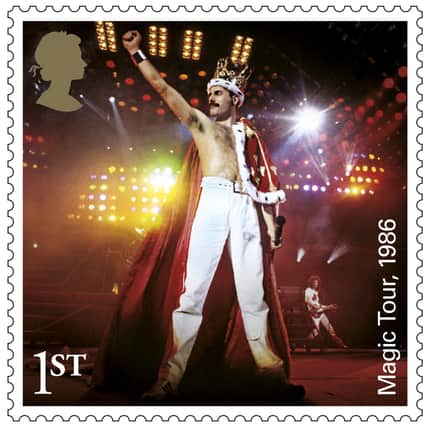 Freddie Mercury on one of the special stamps