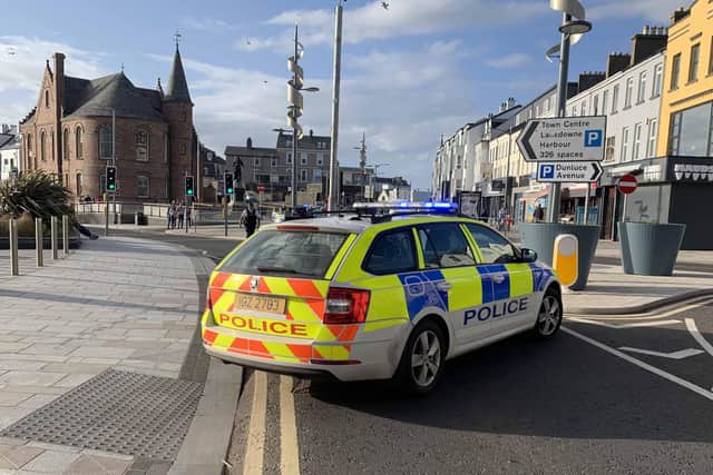 21/06/20 McAuley Multimedia.. Emergency services attended an incident in Portrush Town centre. details are unclear but a large number of PSNI are in attendance with NIAS.Pic Steven McAuley/McAuley Multimedia